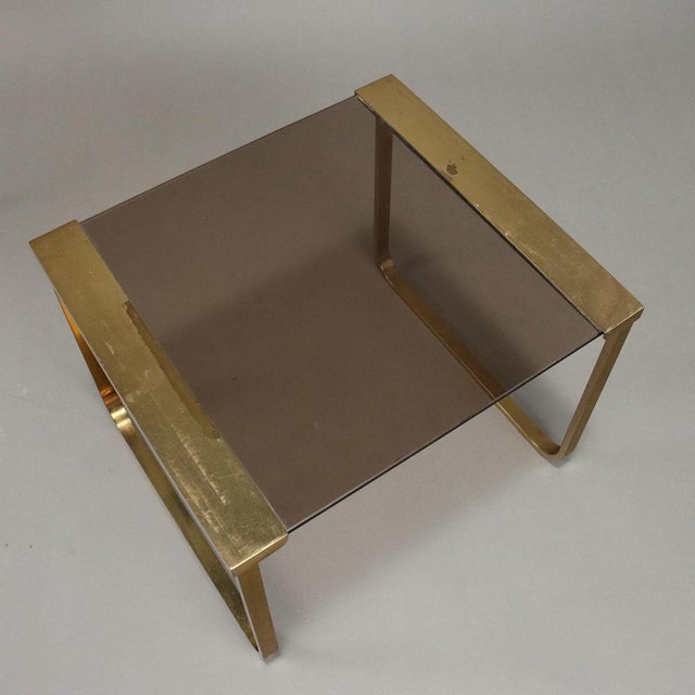 Metal Vintage Bedside Tables in Brass and Smoked Glass, Italy, 1960s, Set of 2 For Sale - Image 7 of 10