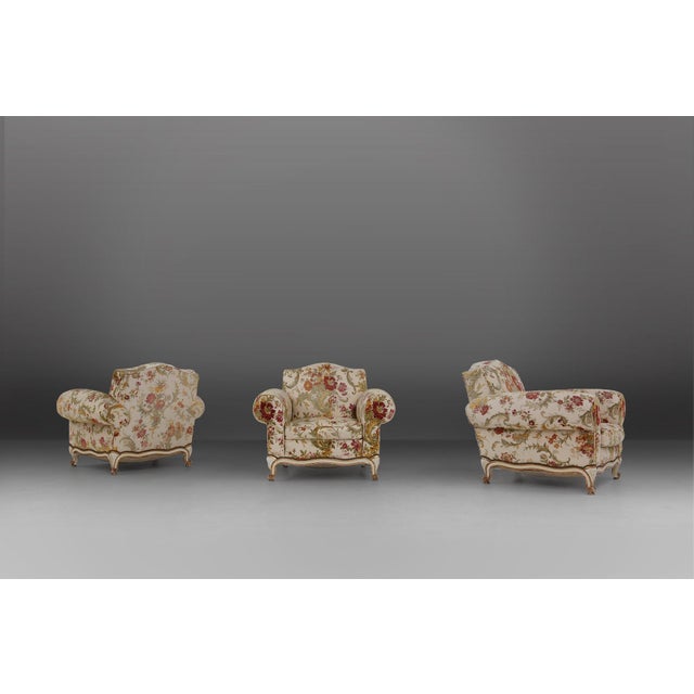 Sculptural Lounge Armchair with Floral Upholstery, France, 1950s For Sale - Image 9 of 12