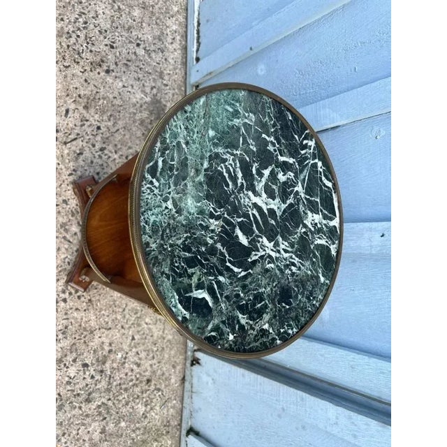 19th Century Empire Style Brass Mounded Mahogany Green Marble Inset Top Side Table For Sale In Washington DC - Image 6 of 12