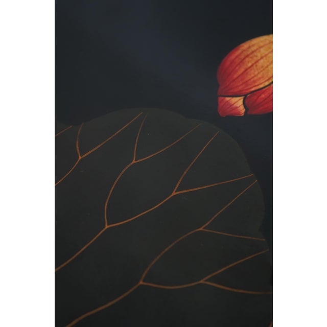 Maitland Smith Chinoiserie Black Lacquer Square Tall Pedestal For Sale - Image 9 of 11