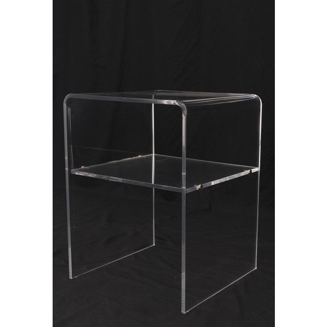 Bent Lucite Two Tierr Square Side Table Stand Mid Century Modern For Sale - Image 9 of 12