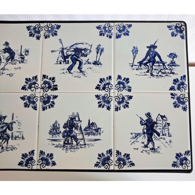 Dutch Delft Tile Magazine Rack, Vintage Wrought Iron & Ceramic Tile Table, 1950s For Sale - Image 9 of 11