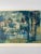 French Provincial Modern Abstract Landscape Print, Blue Green Trees, Houses and Water For Sale - Image 3 of 7