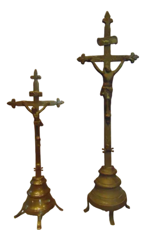 Pre-War Brass Crosses, 1920s, Set of 2