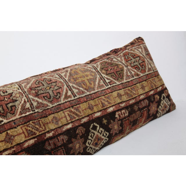 Antique Caucasian Tribal Handwoven Wool Lumbar Pillow Cuhion -16'' X 42'' For Sale - Image 11 of 13