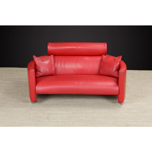 Negresco' Post-Modern Adjustable Leather Loveseat by Bernard Massot, Signed For Sale - Image 4 of 12