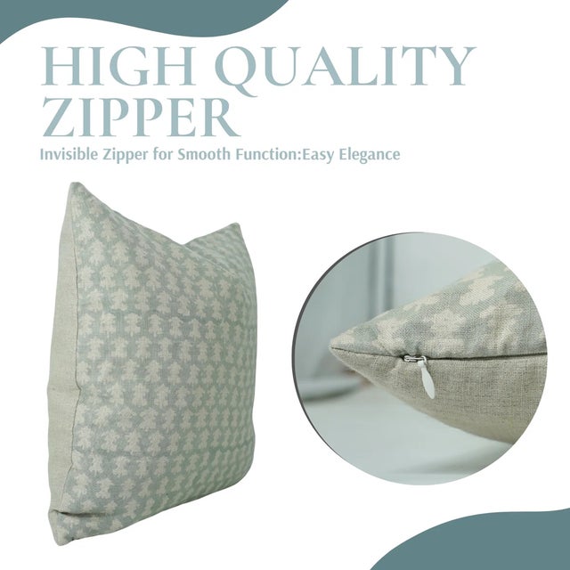 Art Deco Fabdivine Handmade Block Printed Cushion Cover 20x20 Inch Pure Linen-Traz For Sale - Image 3 of 5