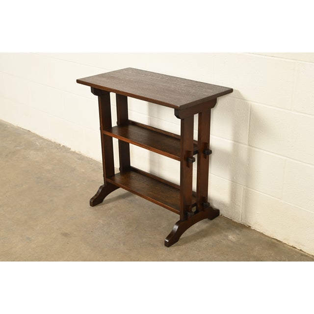 Roycroft Roycroft Antique Mission Oak Arts & Crafts "Little Journeys" Bookstand, Circa 1910 For Sale - Image 4 of 13