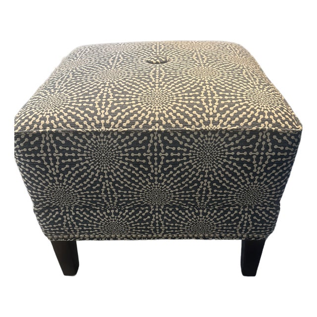 Ethan Allen Square Geometric Sunburst Medallion Ottoman For Sale