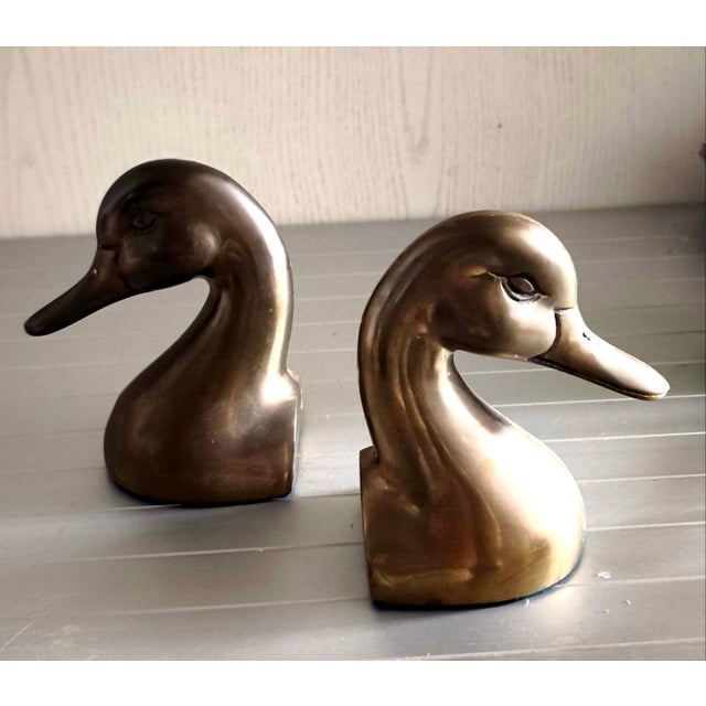 Mid-Century Duck Brass Bookends, 1970s, Set of 2 For Sale - Image 4 of 4