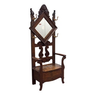 Antique Wooden Entry Hall Storage Tree For Sale