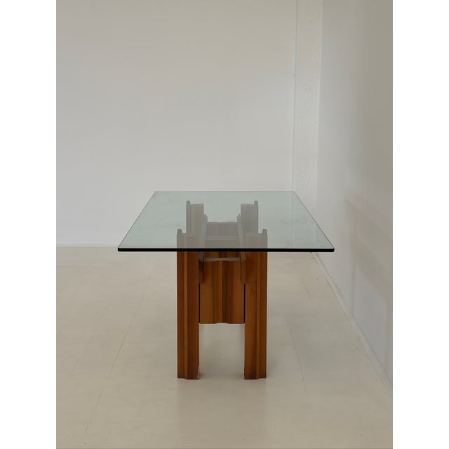 Brown Wooden Dining Table with Glass Top, 1970s For Sale - Image 8 of 16