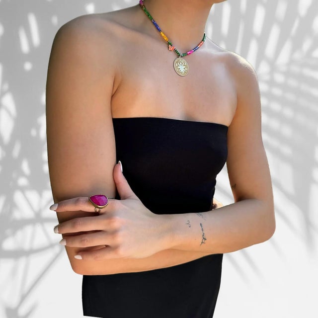 Pink Gemstone Gold Pear Ring, Size 5 For Sale - Image 4 of 7