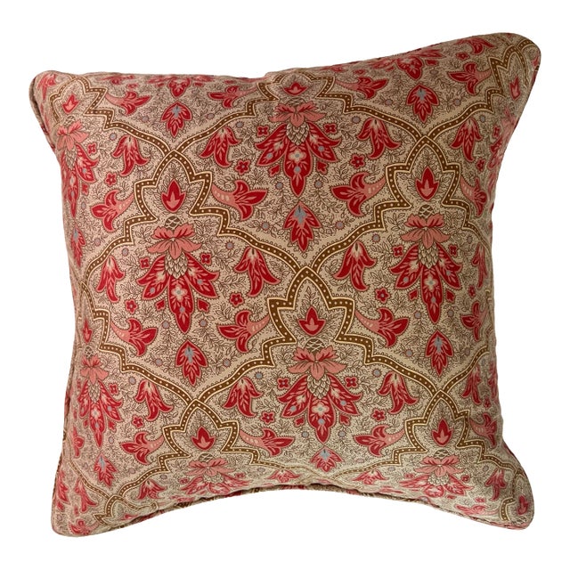 Ralph Lauren Retired 1980s Langham Pattern 16” Pillow W/ Feather Insert For Sale