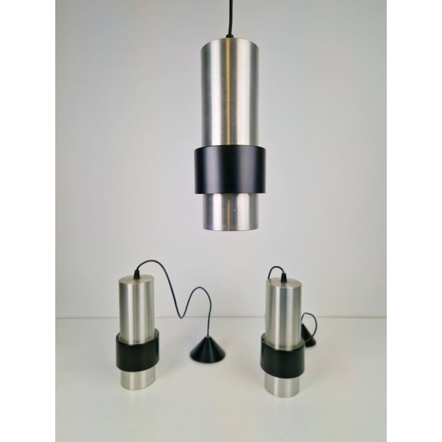 Black Tout Rond Tout Droit Pendant Model B-1198 Silver by Nico Kooy for Raak Amsterdam, 1970, Set of 3 For Sale - Image 8 of 8
