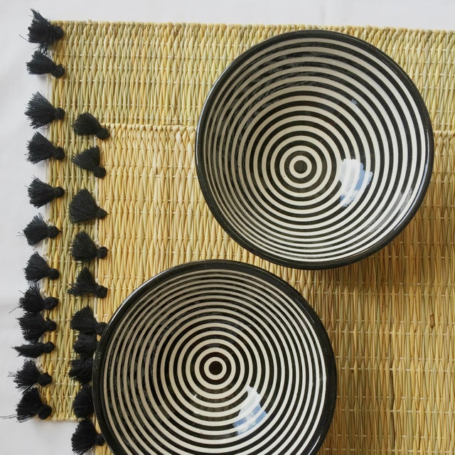 Moroccan Lola Placemat With Tassel, Set of 2 Black For Sale - Image 3 of 4