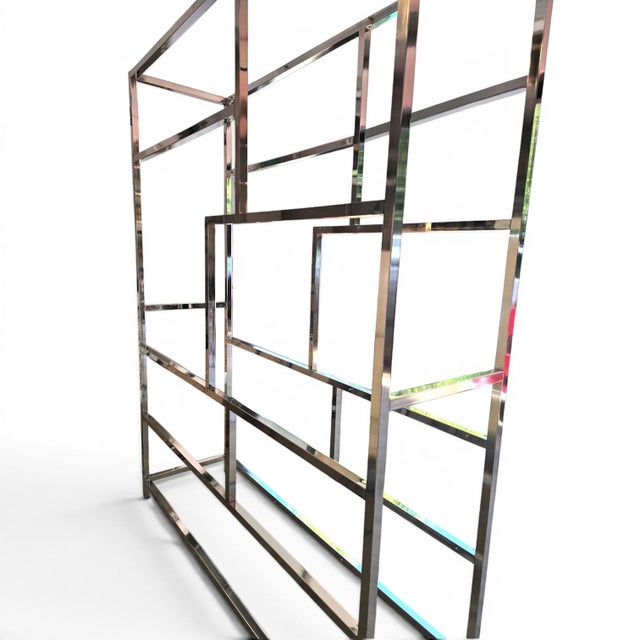 Mid-Century Modern Vintage Chrome Etagere Bookshelf For Sale - Image 3 of 10