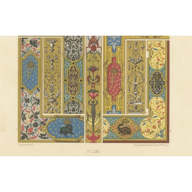 This intricate and richly colored plate, marked xvie siècle (16th century), is plate lxx from the renowned *l'ornement...