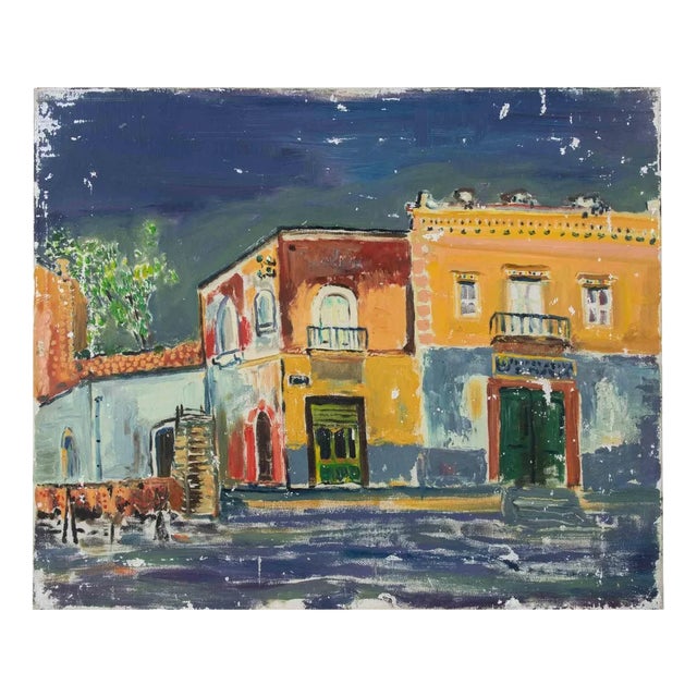 Sirio Pellegrini, Fishermen's Cooperative, Oil on Canvas, 1960s For Sale