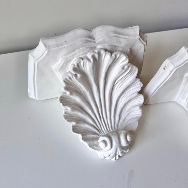 Mid-Century Modern 1980s Clam Shell Wall Brackets: A Pair For Sale - Image 3 of 7