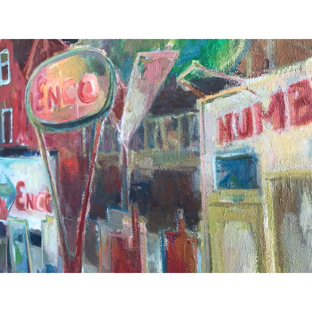 Early Molly Schiff painting of ENCo gas station possibly painted during School of the Art Institute studies.