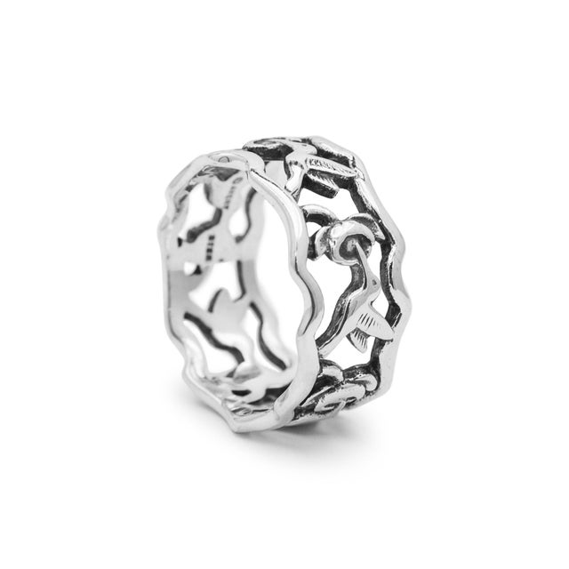 James Avery 925 Sterling Silver Retired Humming Bird Eternity Cocktail Ring Size 7 For Sale - Image 4 of 6