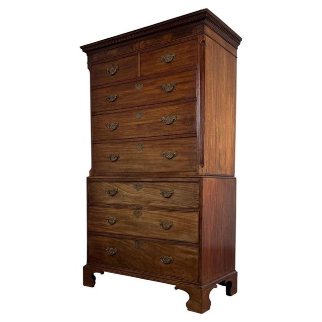 Antique Georgian Mahogany Chest on Chest, 1700s For Sale - Image 4 of 11