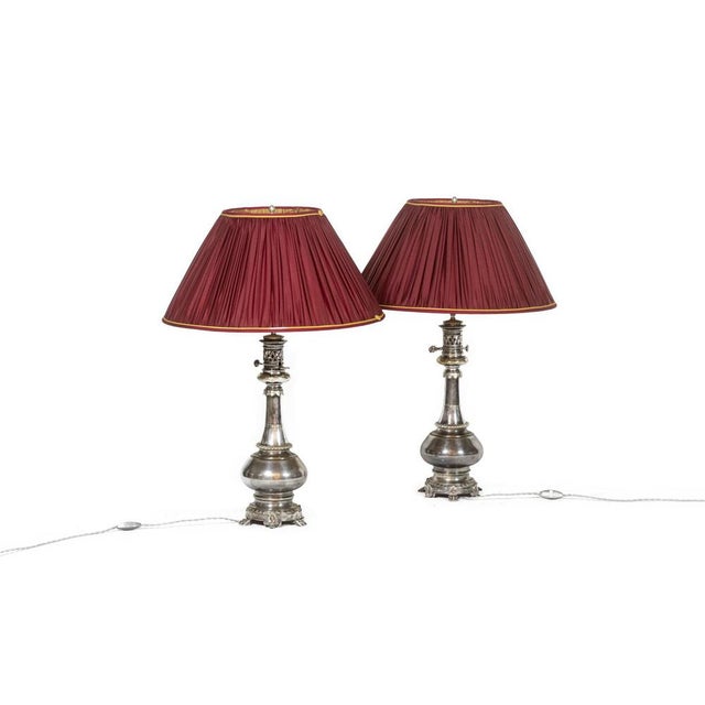 Metal Table Lamps in Metal and Silvered Bronze, 1880s, Set of 2 For Sale - Image 7 of 7