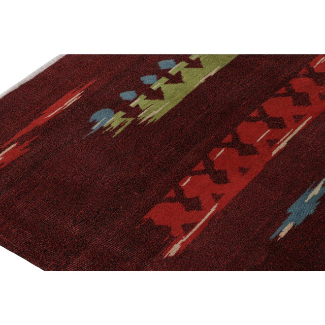 1960s 1960s Vintage Zeki Müren Art Deco Rug in Red With Geometric Patterns For Sale - Image 5 of 7