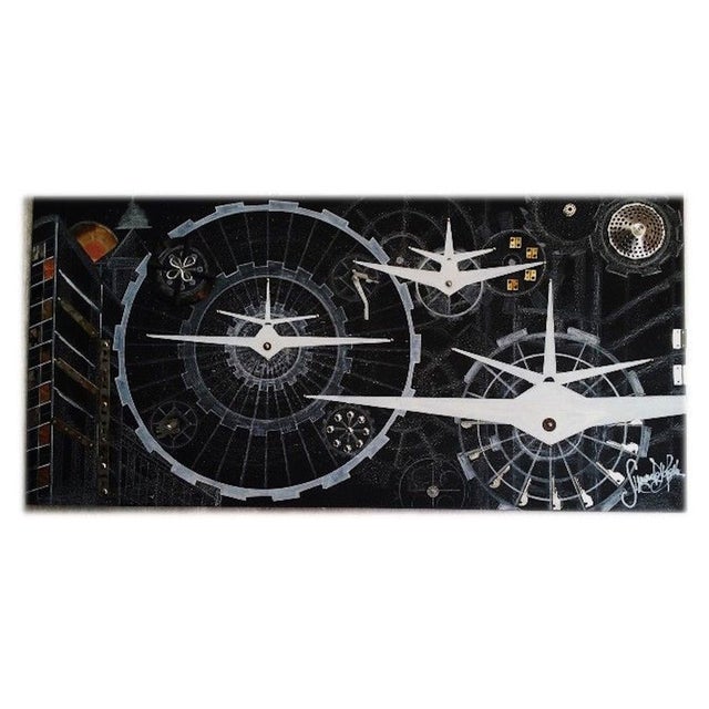 Simona Della Bella, Time Travel, Mixed Media on Wood For Sale