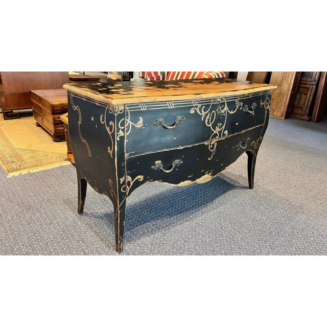 French Country 1990s Lillian August Distressed Chest of Drawers For Sale - Image 3 of 12