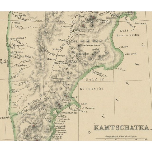 Paper Antique Map of North Circumpolar Regions with Kamtschatka and Vancouver Island, 1860 For Sale - Image 7 of 10