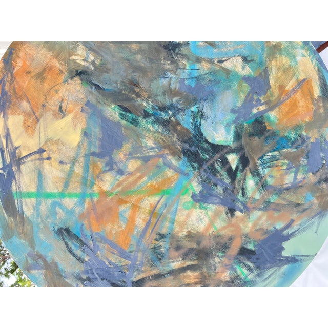 Street Art Mirtha Moreno Round Oil on Panel Painting Titled: Moodswing 2022 For Sale - Image 3 of 3