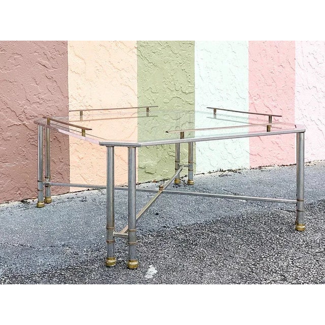 1970s Palm Beach Regency Metal Faux Bamboo Coffee Table For Sale - Image 4 of 10