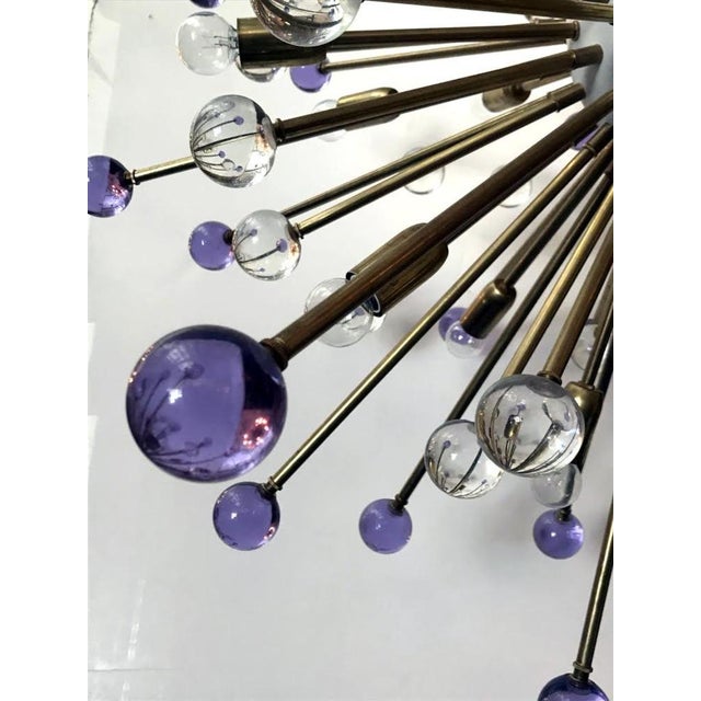 Brass 21st Century Italian Burst Lilac and Clear Murano Glass Sphere Sputnik by Fabio LTD For Sale - Image 8 of 9