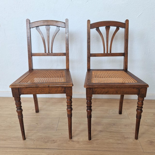 Set of Art Nouveau Wooden Chairs with Rattan Weave, 1890s For Sale - Image 12 of 12