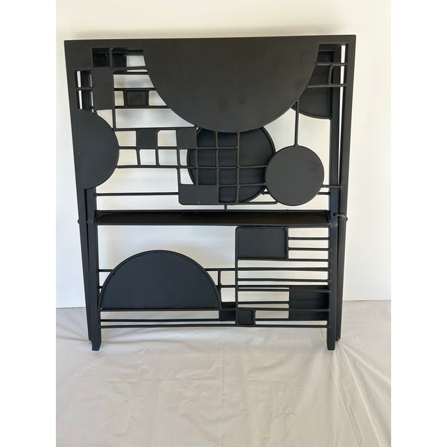 Vintage Frank Lloyd Wright "Licensed" Black Metal Graphic Magazine Rack For Sale In Miami - Image 6 of 12