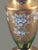 Hollywood Regency Vintage Bohemian Heavily Gilded High Enamel Floral Green Crystal Art Glass Vase For Sale - Image 3 of 11