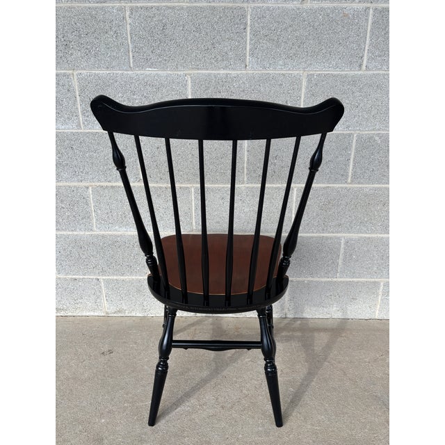 Black L. Hitchcock Black Harvest Fan Back Windsor Side Chairs - Set of 4 For Sale - Image 8 of 10