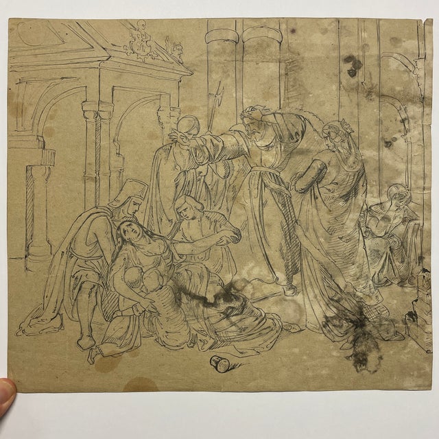 Late 18th Century Antique Old Master Drawing For Sale - Image 5 of 5