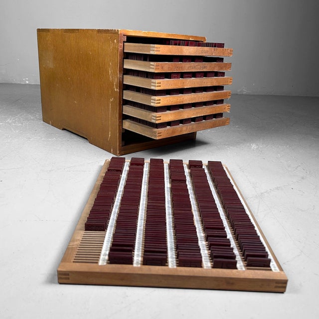 Wooden Letterpress Drawer, Japan, 1970s For Sale - Image 18 of 18