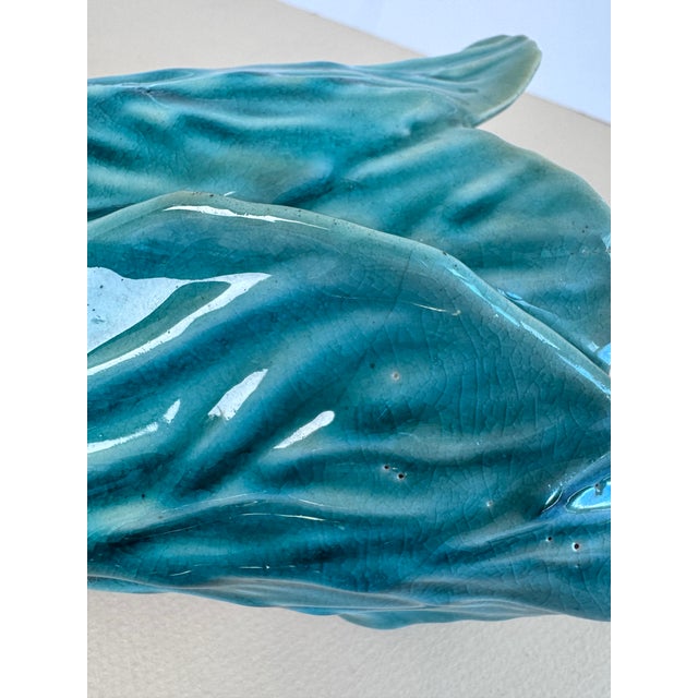 Ceramic Bok Choy Cabbage Leaf Vase For Sale - Image 7 of 11