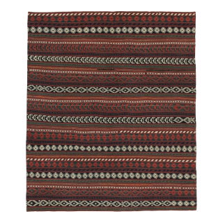Vintage Persian Jajim Kilim in Polychromatic Stripes Pattern by Rug & Kilim For Sale