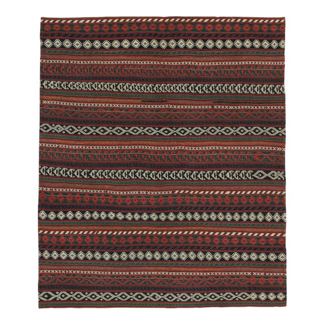 Vintage Persian Jajim Kilim in Polychromatic Stripes Pattern by Rug & Kilim For Sale