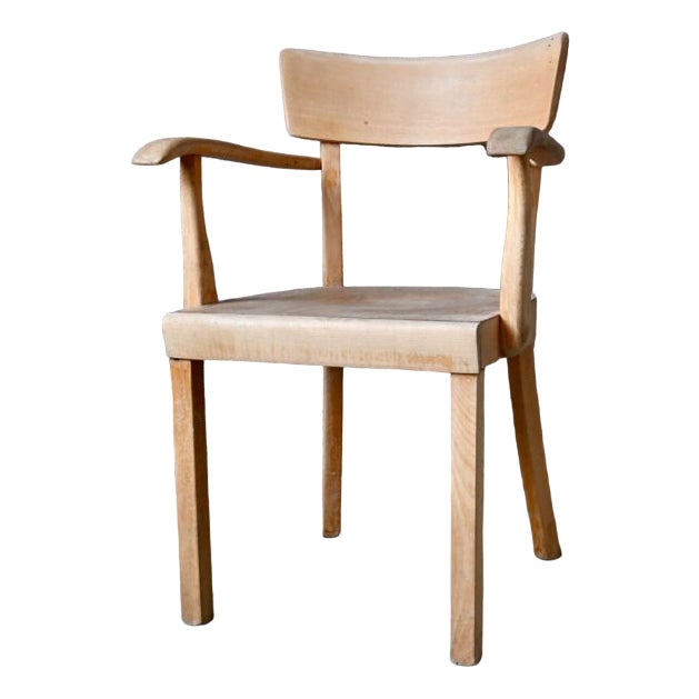 Patinated Wood Desk Chair, France, 1950 For Sale