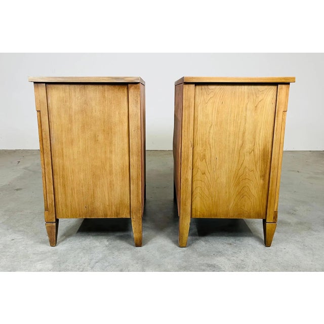 Brass National Furniture Directoire Style Brass Mesh and Beechwood Nightstands For Sale - Image 8 of 10