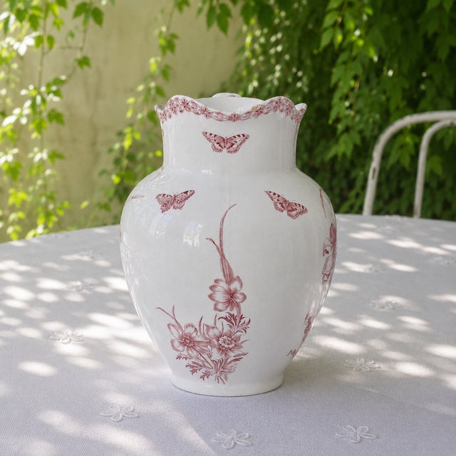 Large 19th Century French Earthenware Toilet Service with Butterfly Motif by Bertrand Bordeaux Anémone For Sale - Image 6 of 13