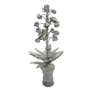 Vintage Tole Floral Candleholder For Sale