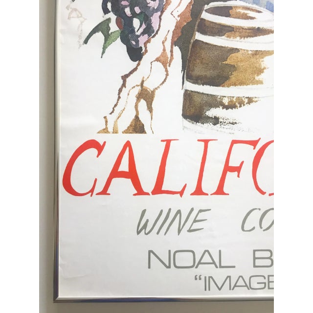 Metal Noal Betts Vintage 1980's " California Wine Country " Lithograph Print Framed Travel Poster For Sale - Image 7 of 13