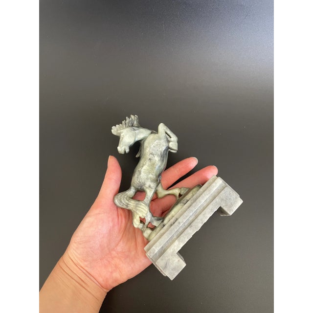 Vintage Chinese Fine Carving Soapstone Running Horse Statues - a Pair For Sale - Image 11 of 12